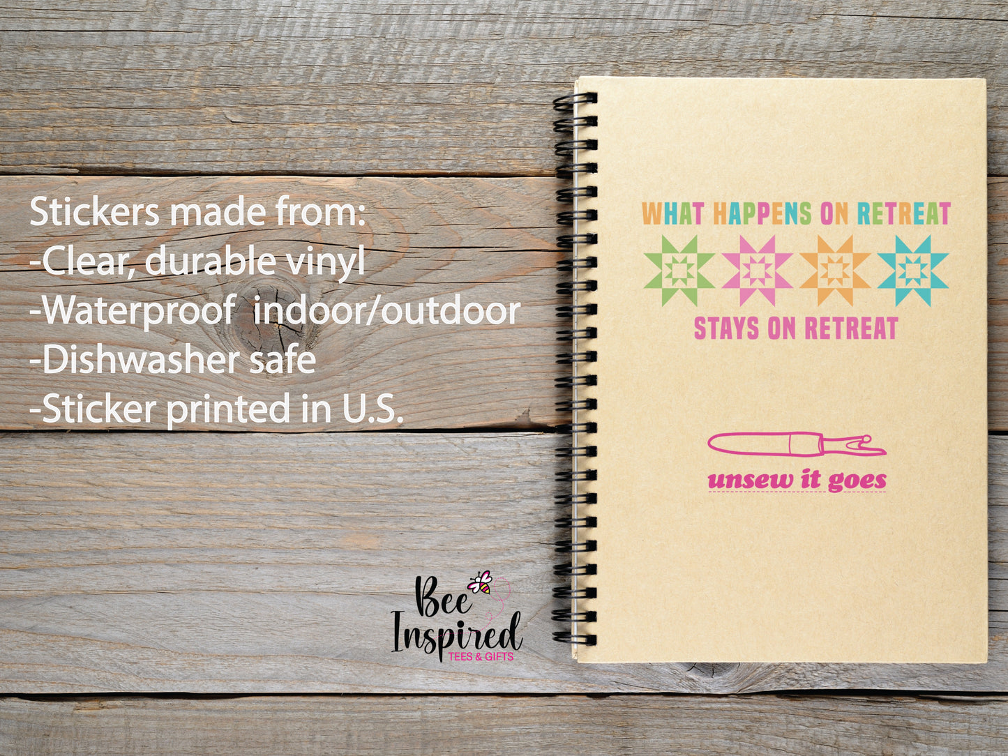 What Happens On Quilt Retreat Vinyl Sticker