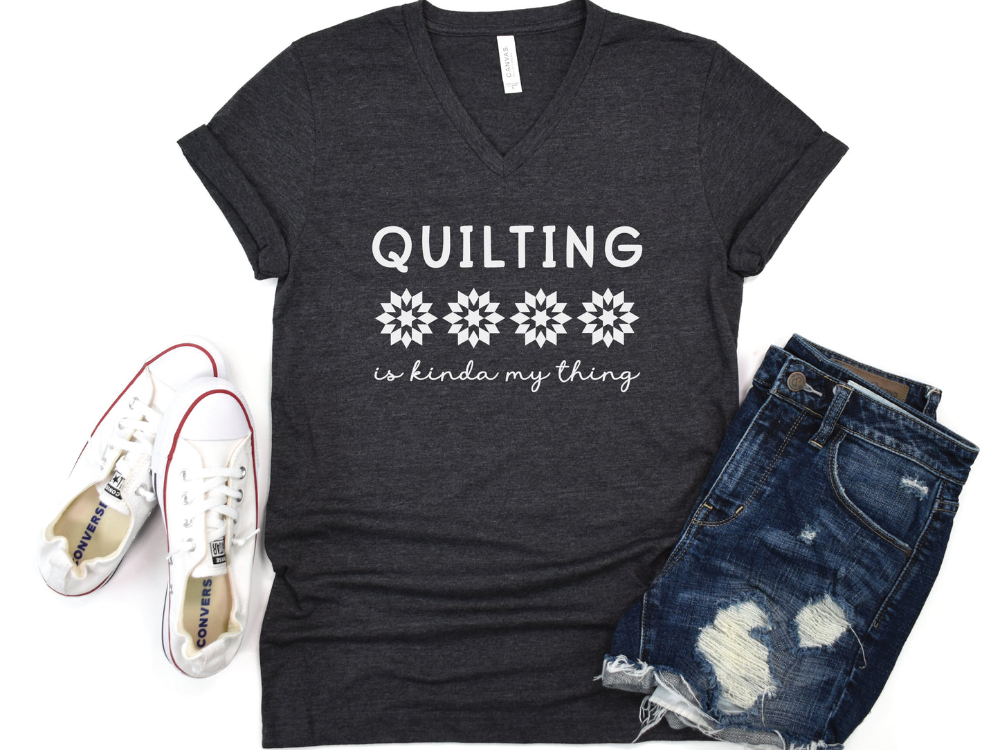 Quilting Is Kinda My Thing V-Neck T-Shirt