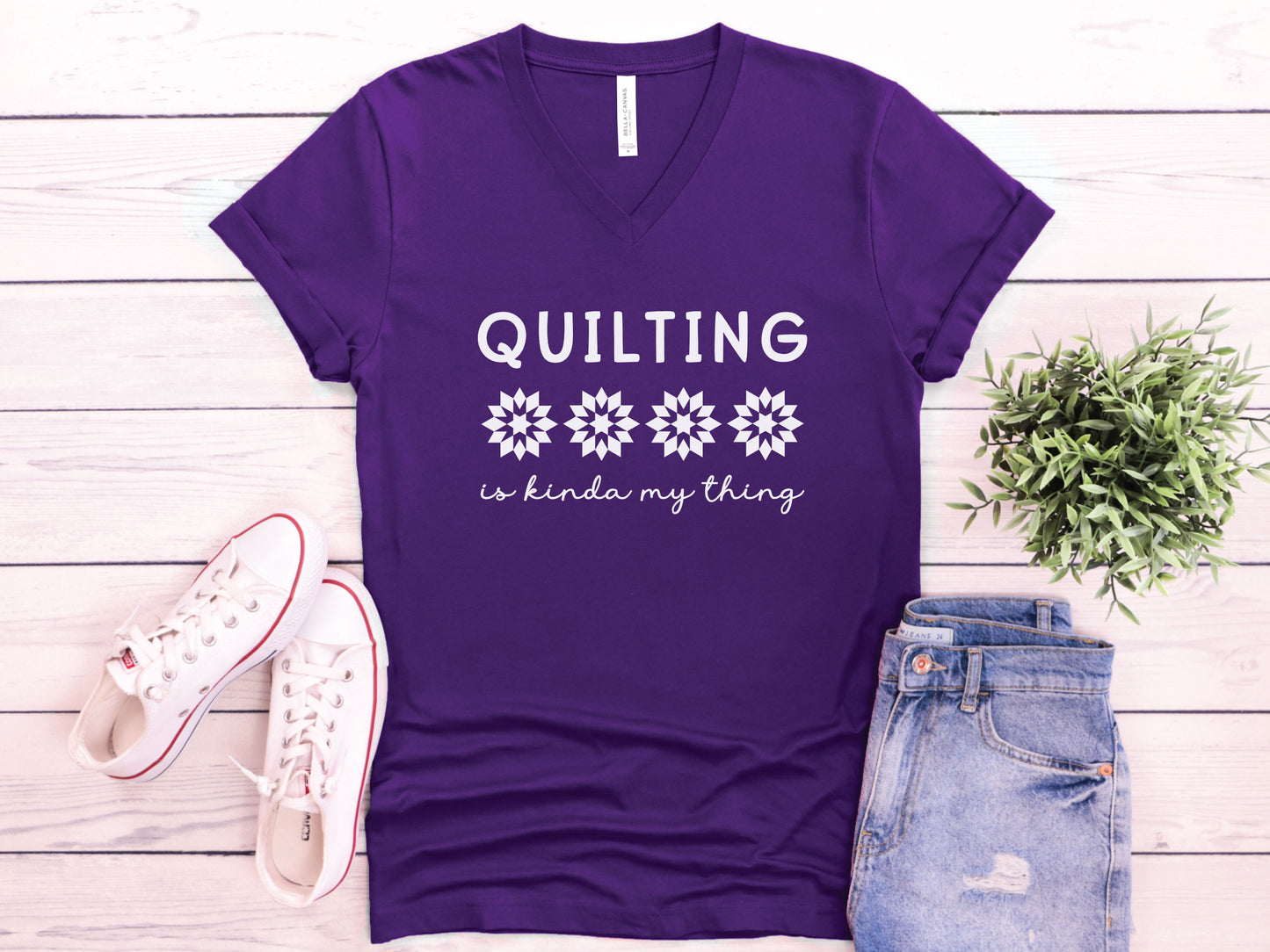 Quilting Is Kinda My Thing V-Neck T-Shirt