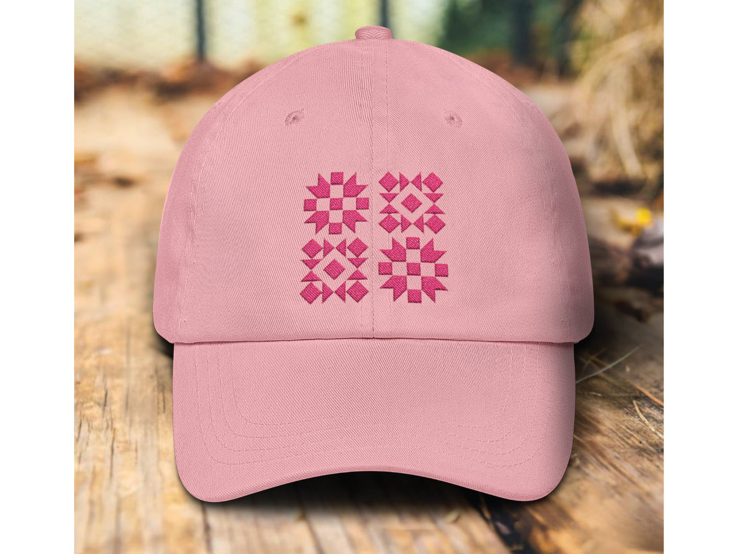Quilt Block Embroidery Hat (pink)