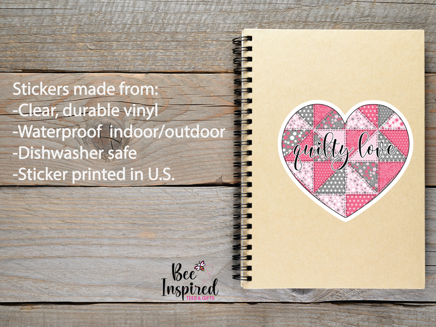 Quilty Love Heart Vinyl Sticker