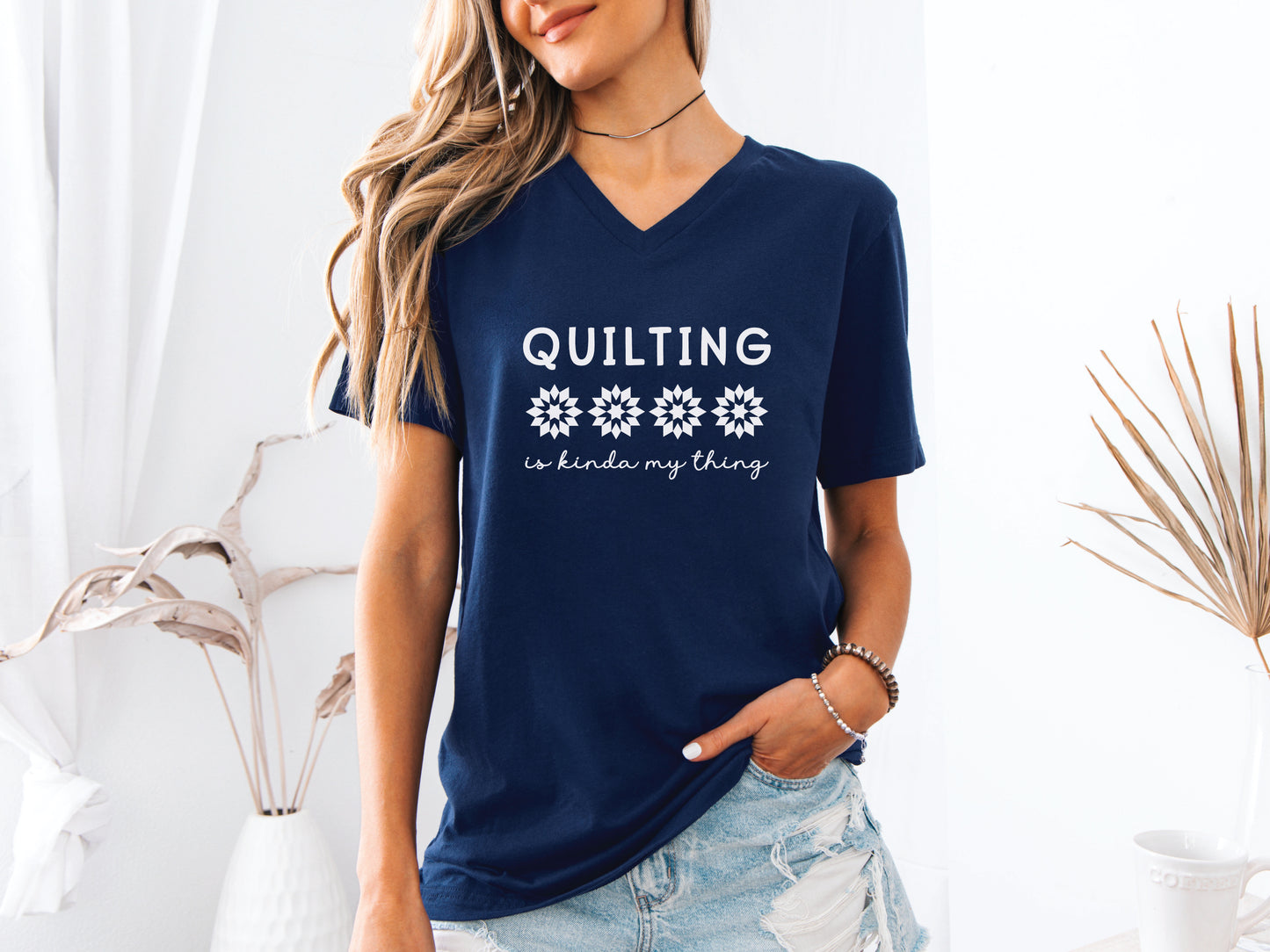 Quilting Is Kinda My Thing V-Neck T-Shirt