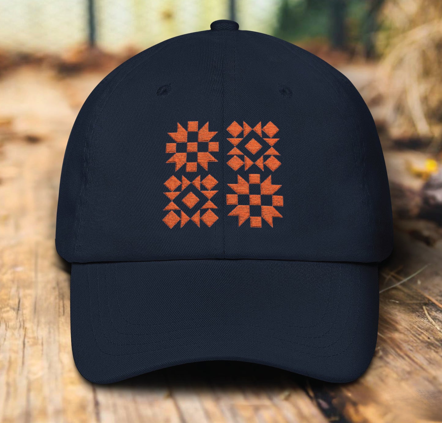 Quilt Block Embroidery Hat (orange)