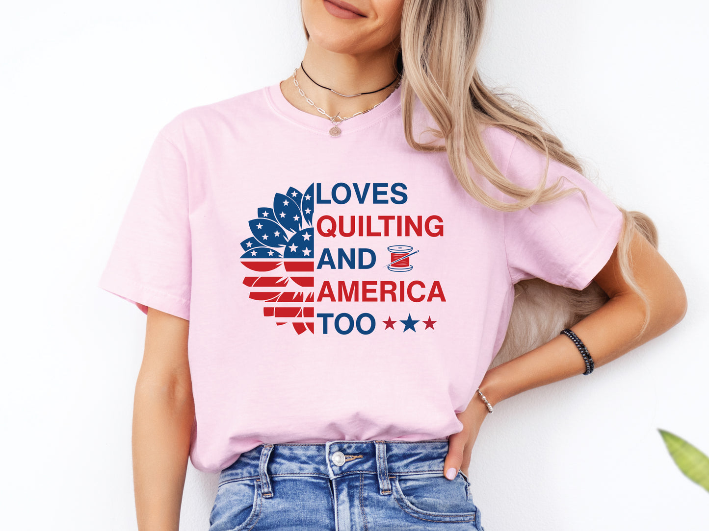 Loves Quilting & America Too T-Shirt