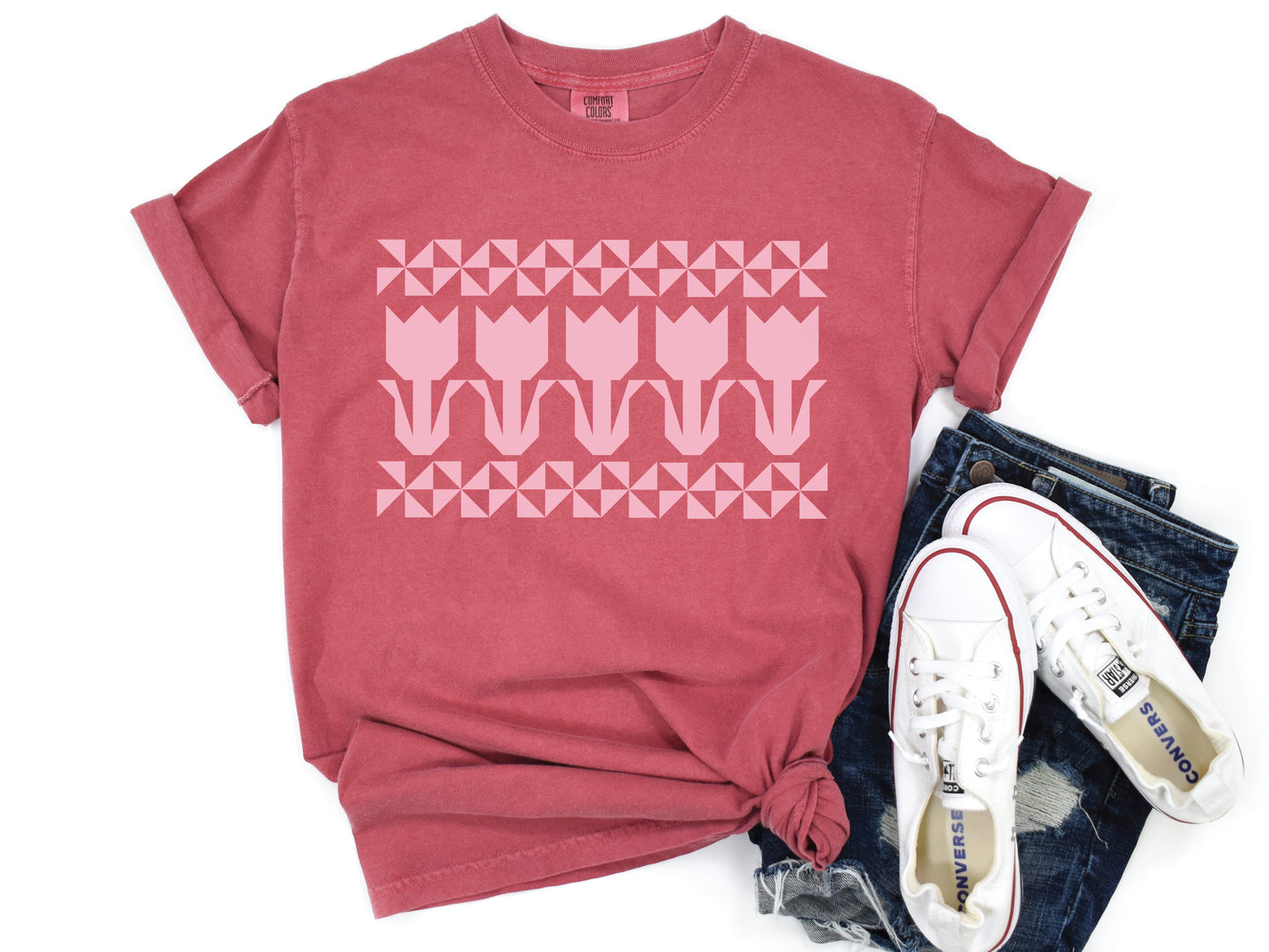 Tulip Quilt Block T-Shirt