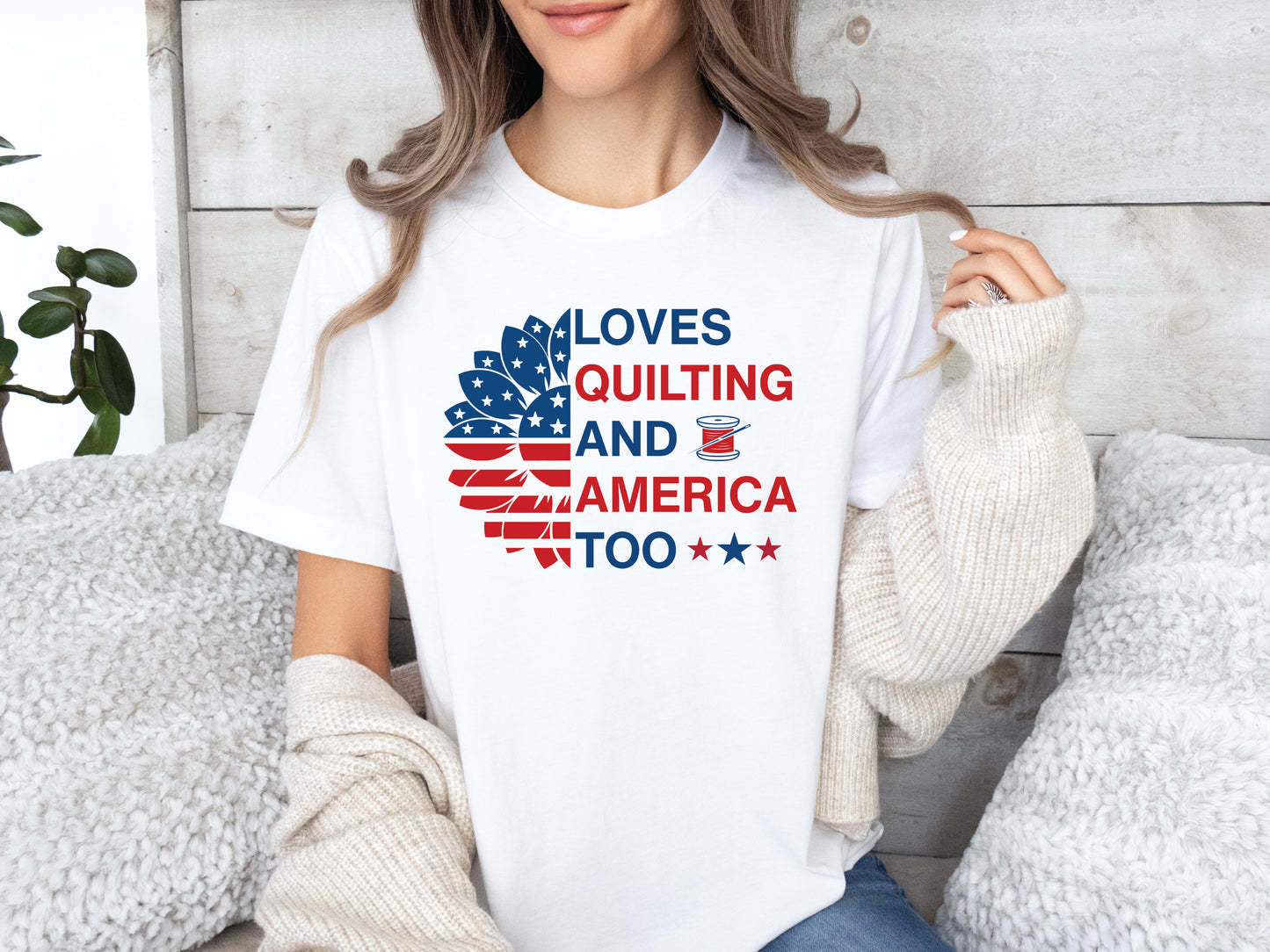 Loves Quilting & America Too T-Shirt