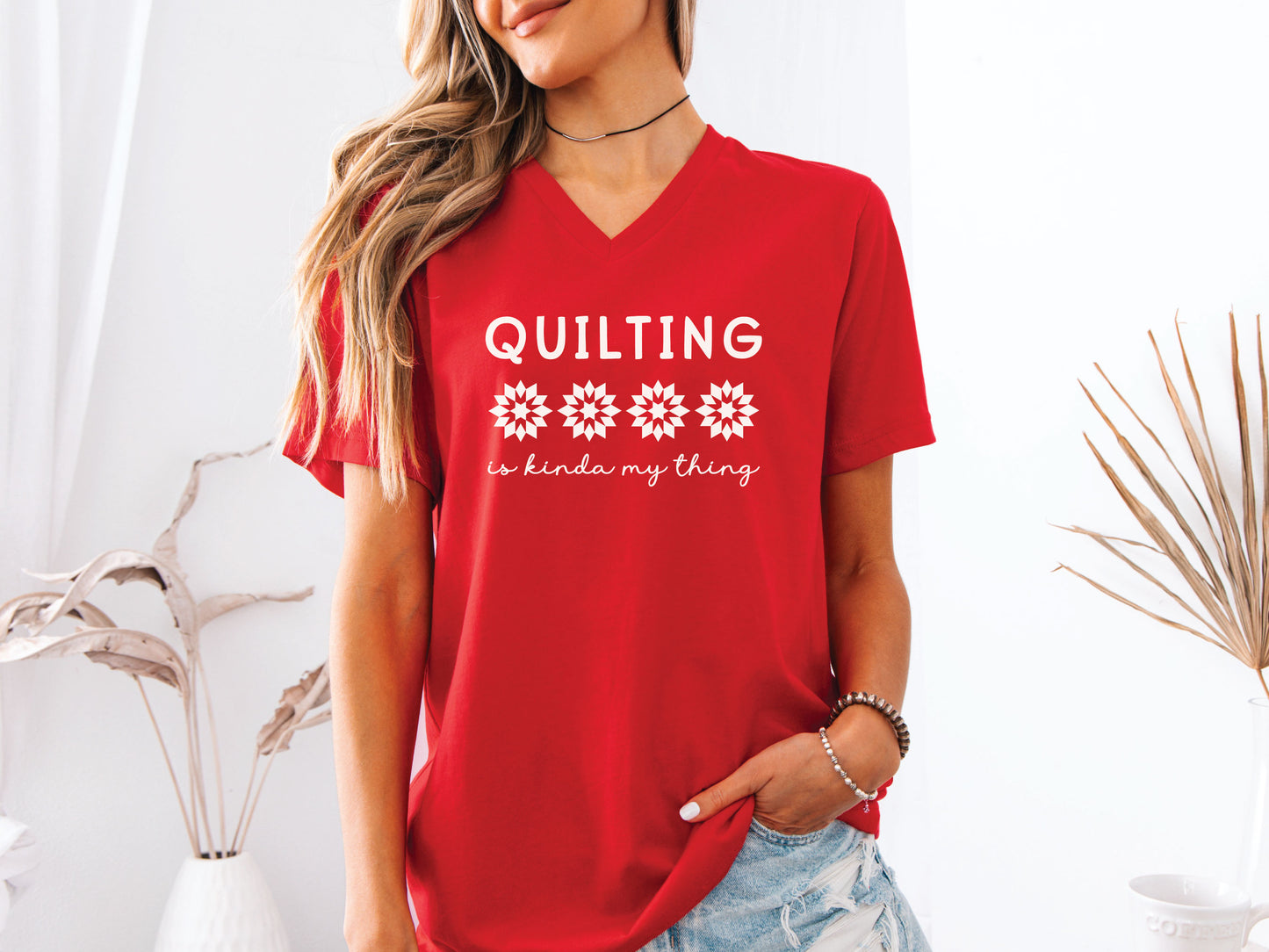Quilting Is Kinda My Thing V-Neck T-Shirt
