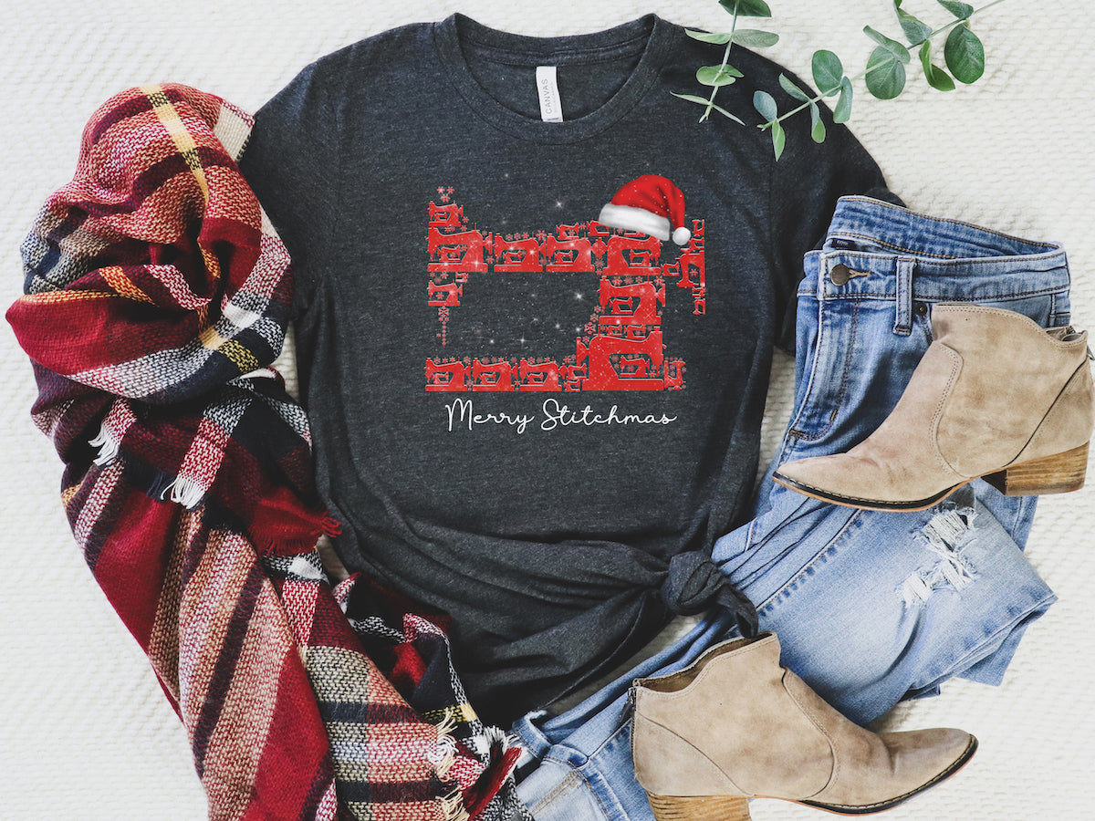 Merry Stitchmas Sewing Santa T-Shirt