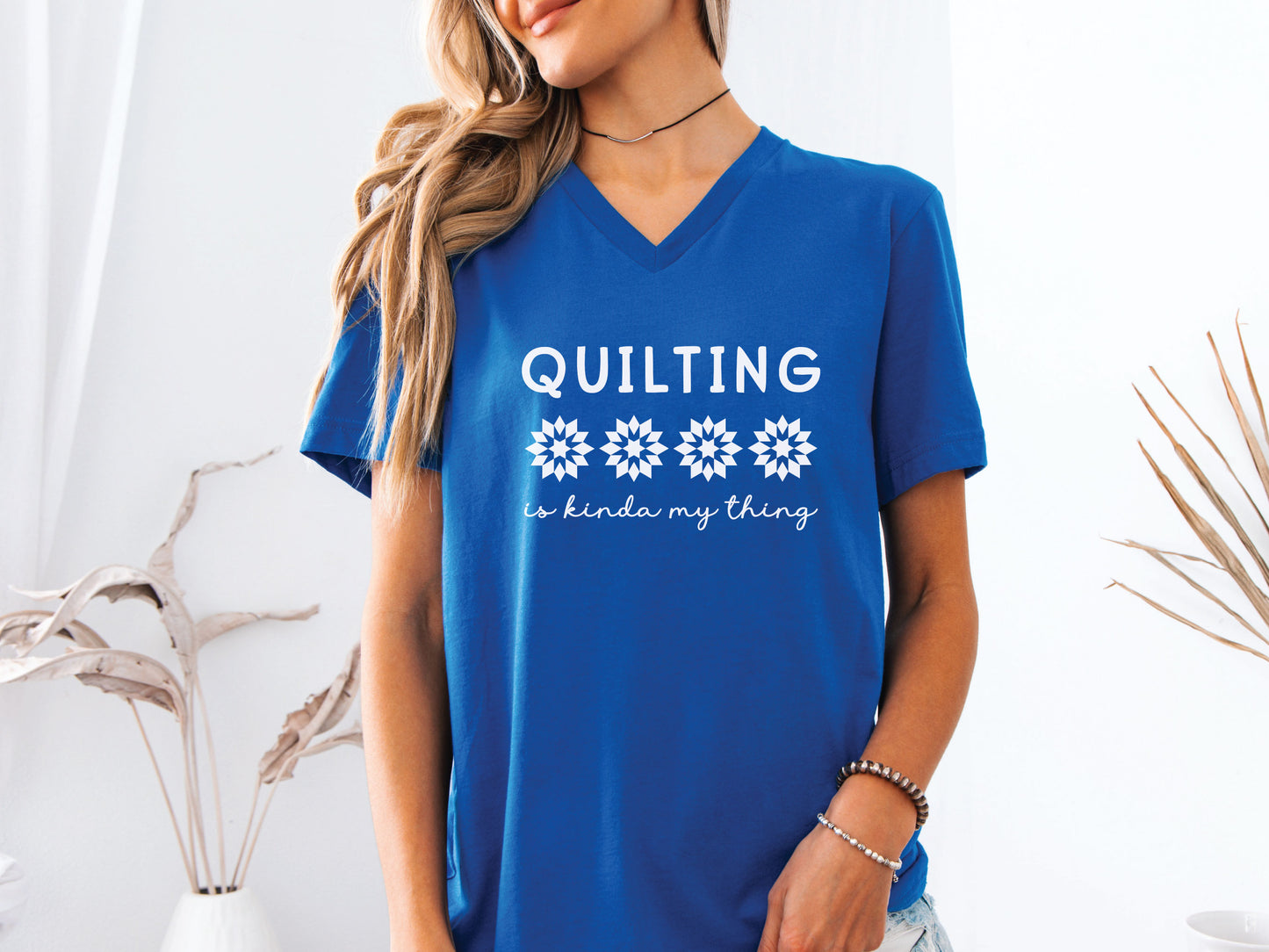 Quilting Is Kinda My Thing V-Neck T-Shirt