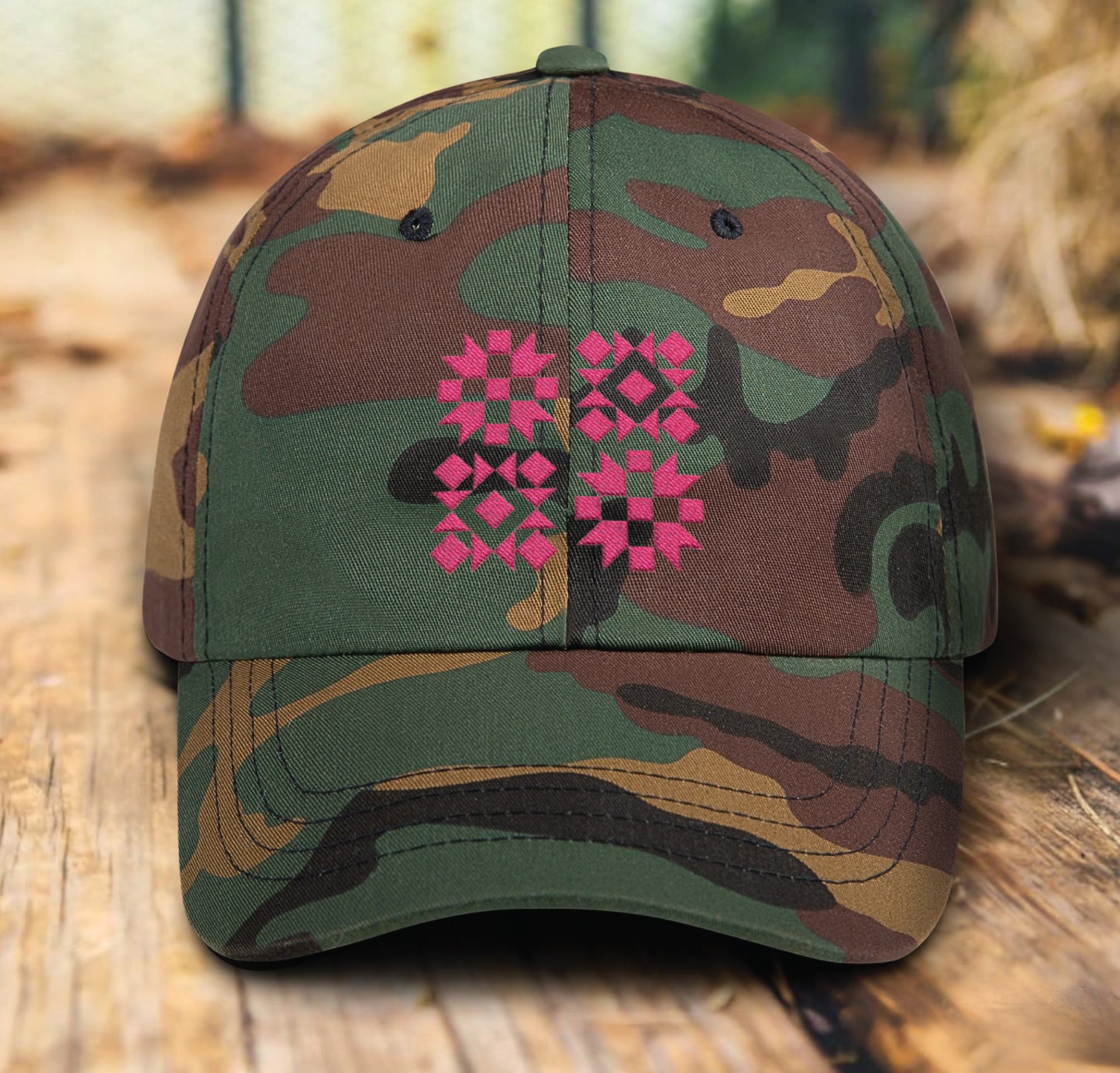 Quilt Block Embroidery Hat (pink)