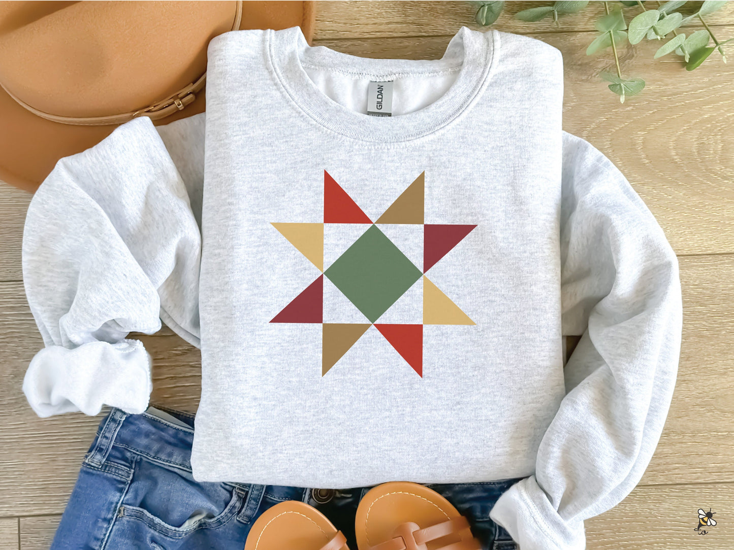 Winter Holiday Star Quilt Block Sweatshirt