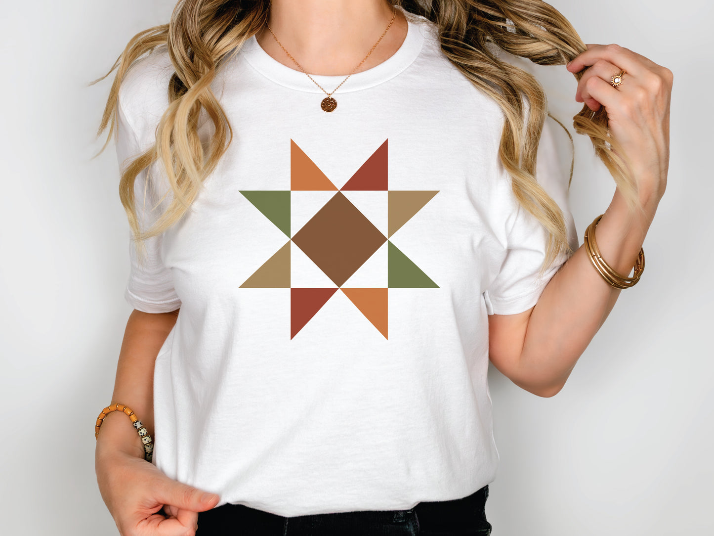 Fall Quilt Block Evening Star T-Shirt