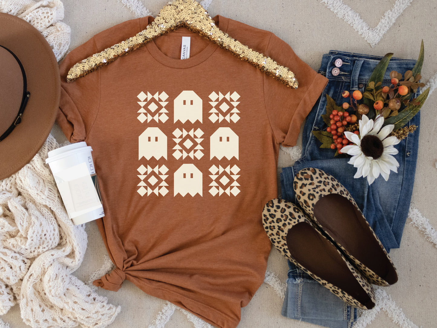 Spooky Ghost Quilt Block T-Shirt (PTWT Show)