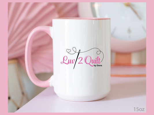 Enjoy your favorite beverage while attending a Luv2Quilt class or retreat! It's the perfect gift for yourself, or a Luv2Quilt friend! The mug is available in Black or Pink and comes in your choice of 11 oz or 15 oz sizes.