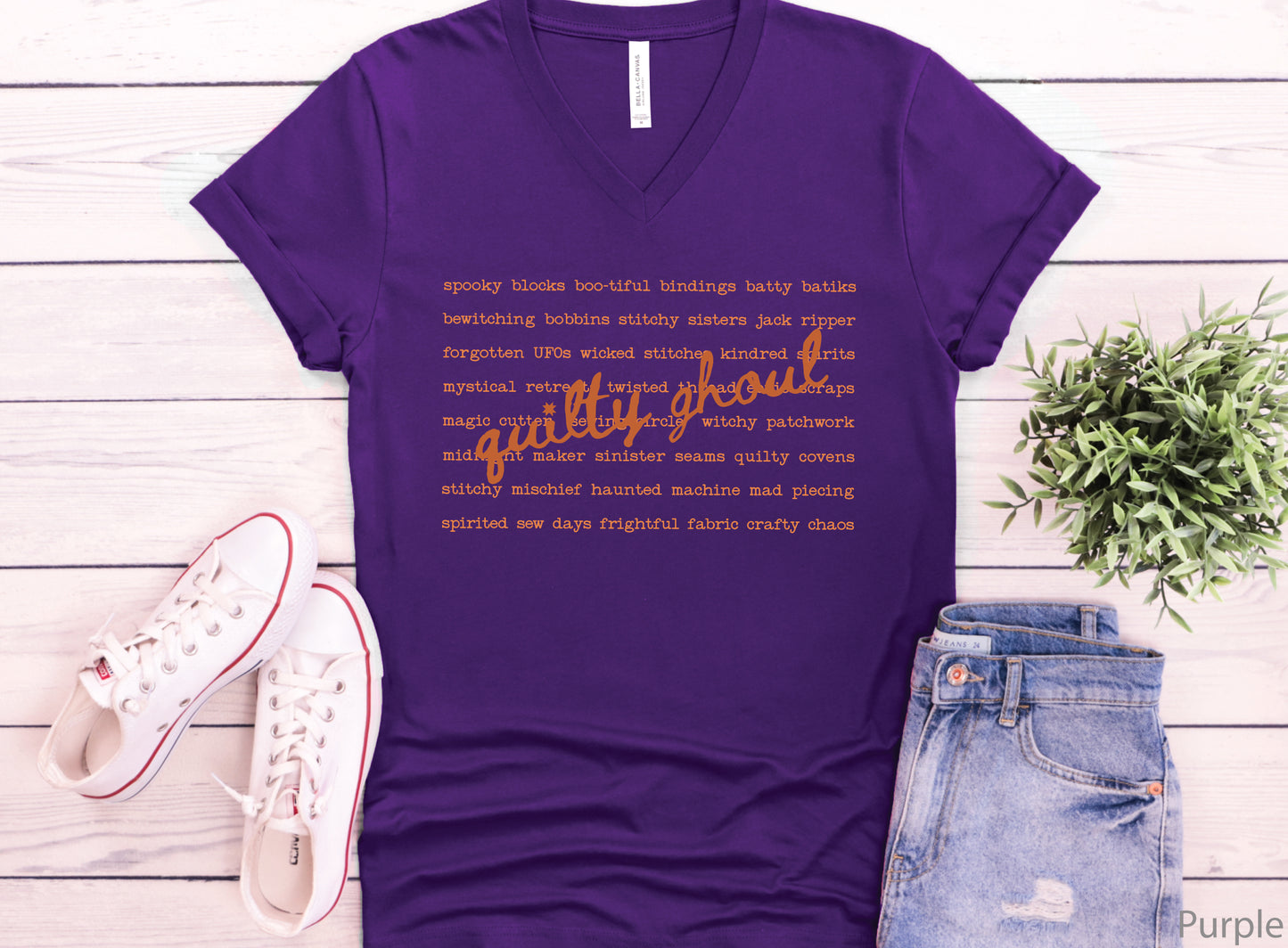 Quilty Ghoul V-Neck T-Shirt