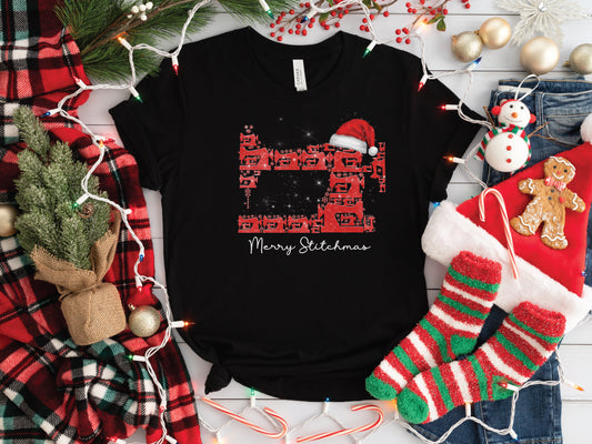 Merry Stitchmas Sewing Santa T-Shirt