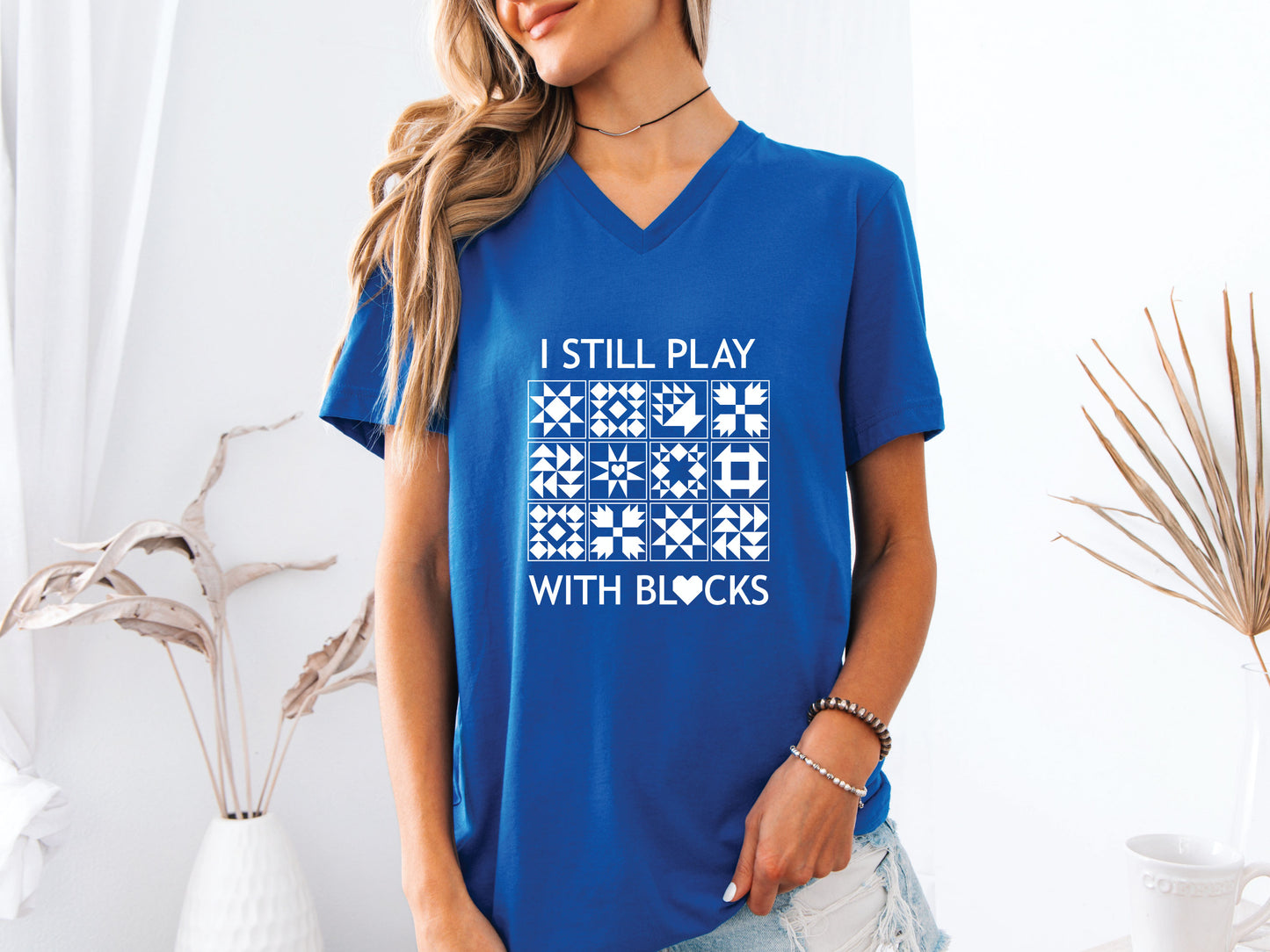 I Still Play With Blocks V-Neck T-Shirt