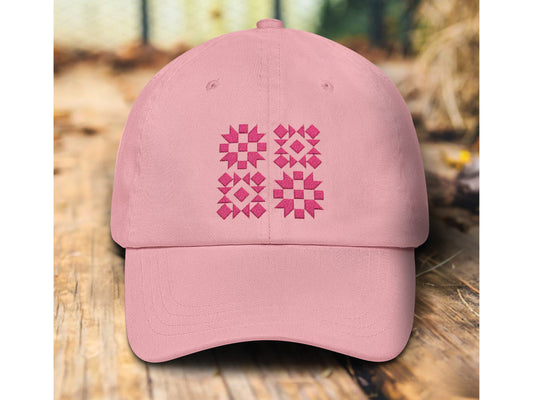 Quilt Block Embroidery Hat (pink)