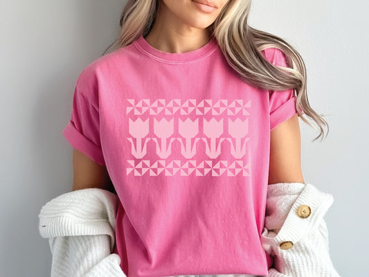 Tulip Quilt Block T-Shirt