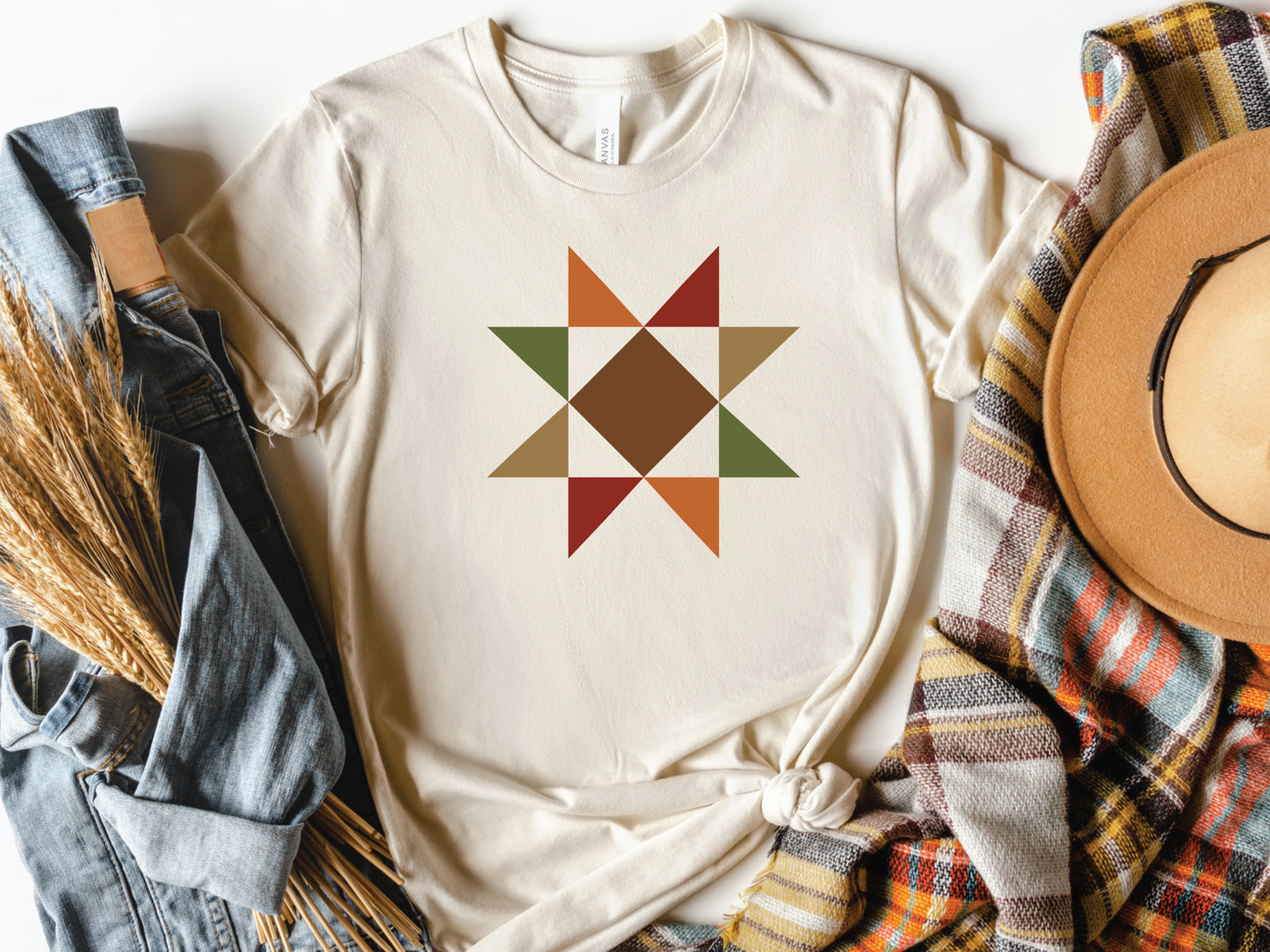 Fall Quilt Block Evening Star T-Shirt