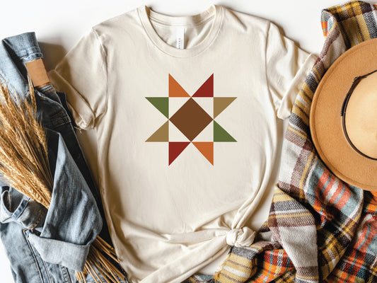 Fall Quilt Block Evening Star T-Shirt