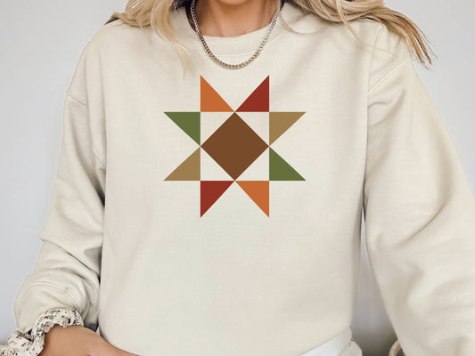 Fall Quilt Block Evening Star Sweatshirt