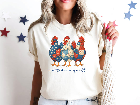 United We Quilt Patriotic T-Shirt
