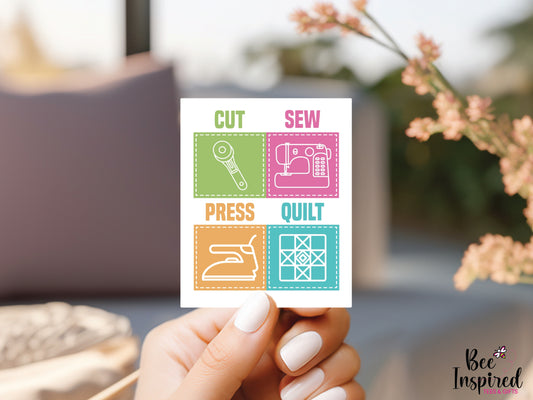 Cut Sew Press Quilt Vinyl Sticker