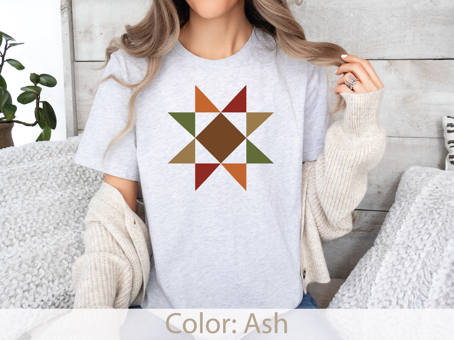 Fall Quilt Block Evening Star T-Shirt