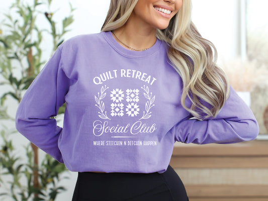 Quilt Retreat Social Club Long-Sleeved T-Shirt