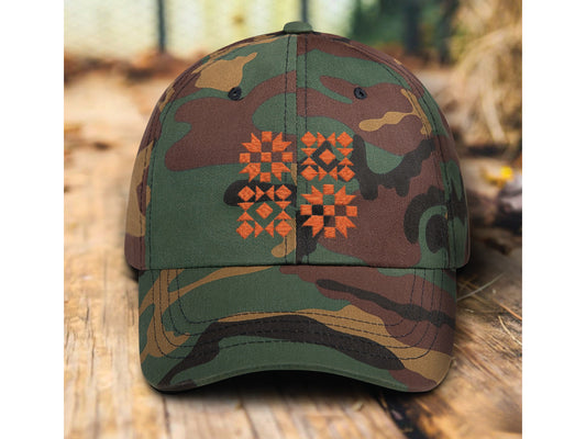Quilt Block Embroidery Hat (orange)