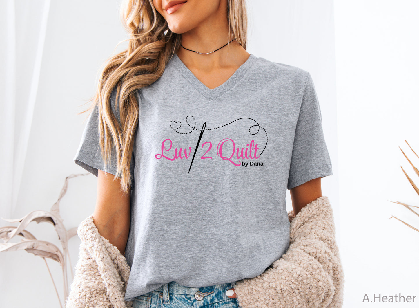 Luv2Quilt V-Neck Logo T-Shirt