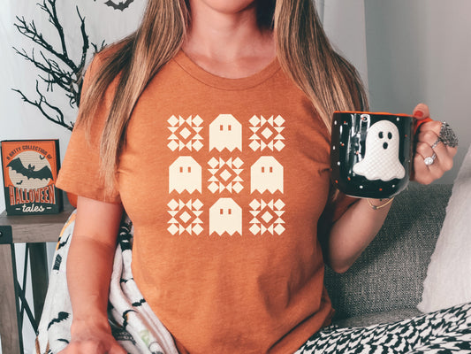 Spooky Ghost Quilt Block T-Shirt