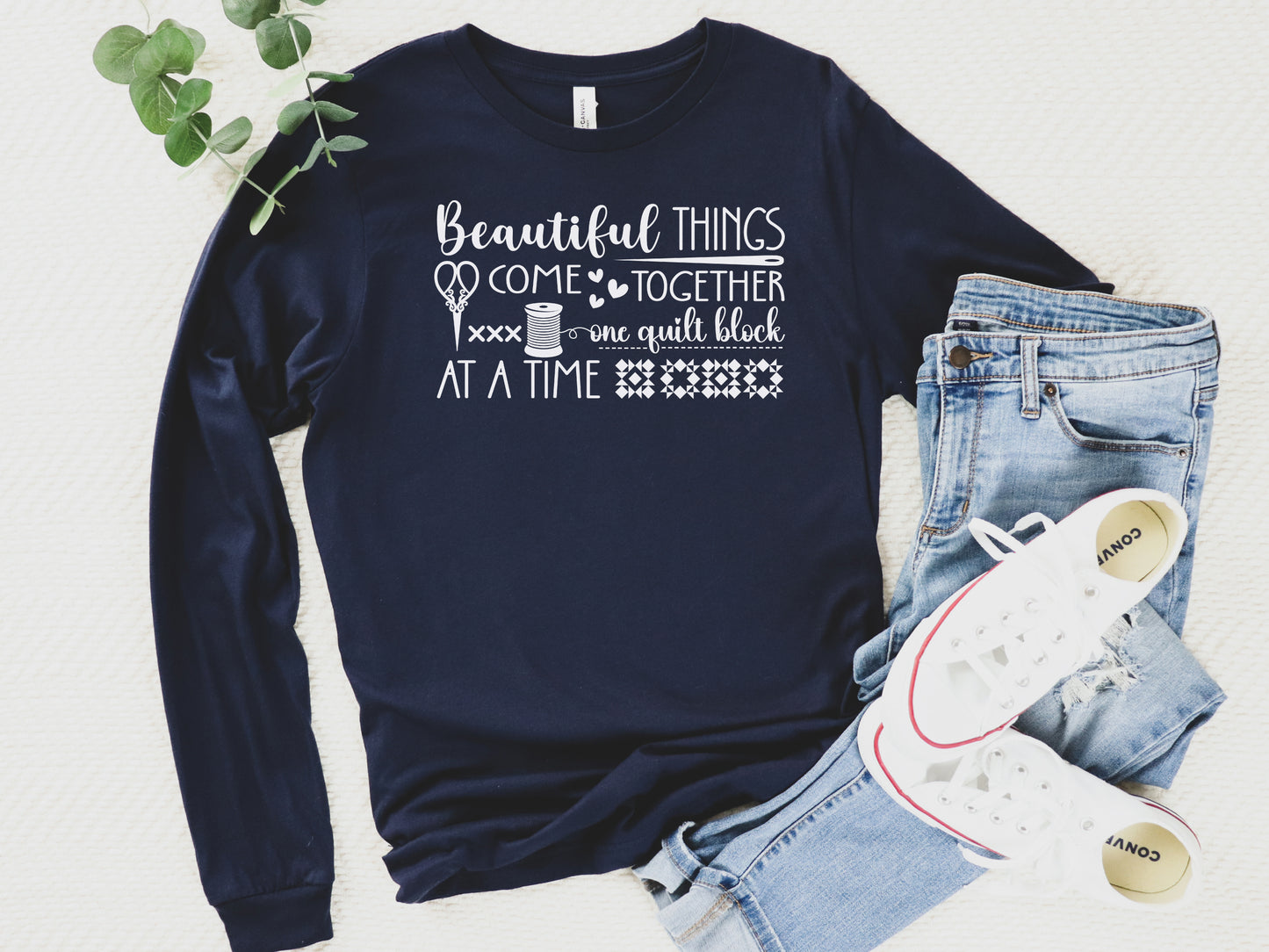 One Quilt Block At A Time Long Sleeve T-Shirt