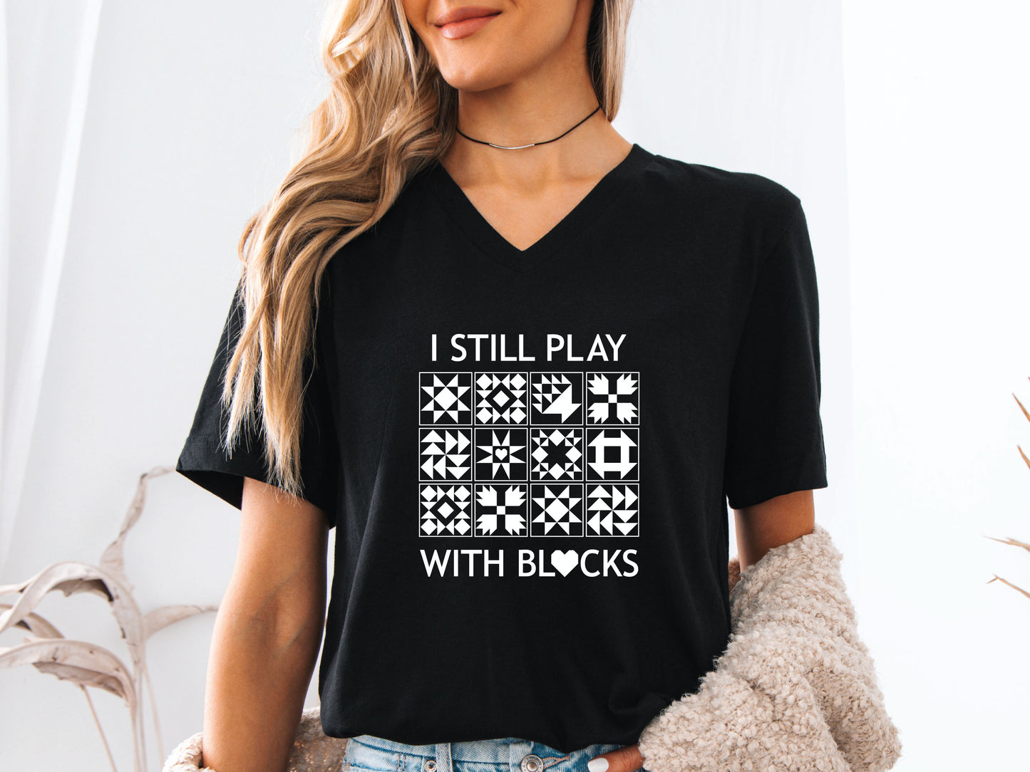 I Still Play With Blocks V-Neck T-Shirt