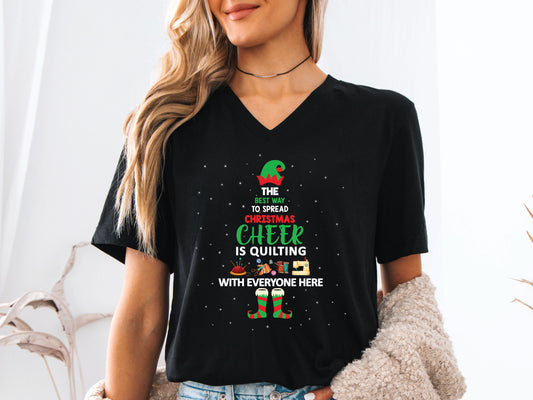 Spread Christmas Cheer Quilter V-Neck T-Shirt