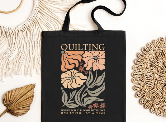Quilting Boho Floral Canvas Tote Bag