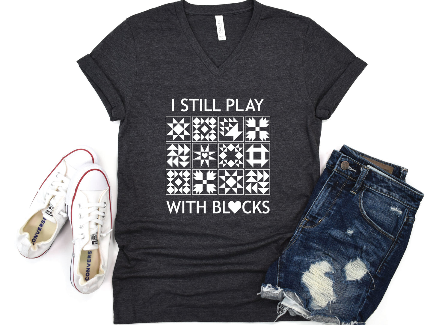 I Still Play With Blocks V-Neck T-Shirt