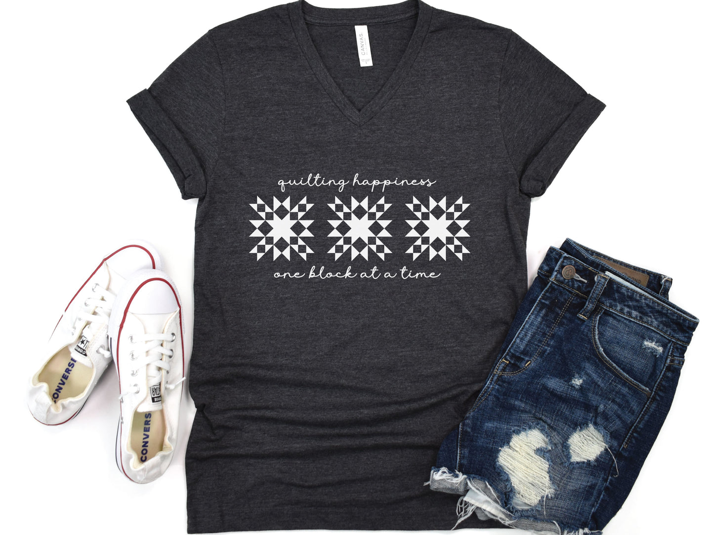 Quilting Happiness V-Neck T-Shirt