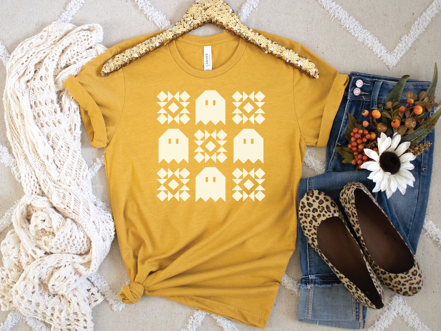 Spooky Ghost Quilt Block T-Shirt (PTWT Show)
