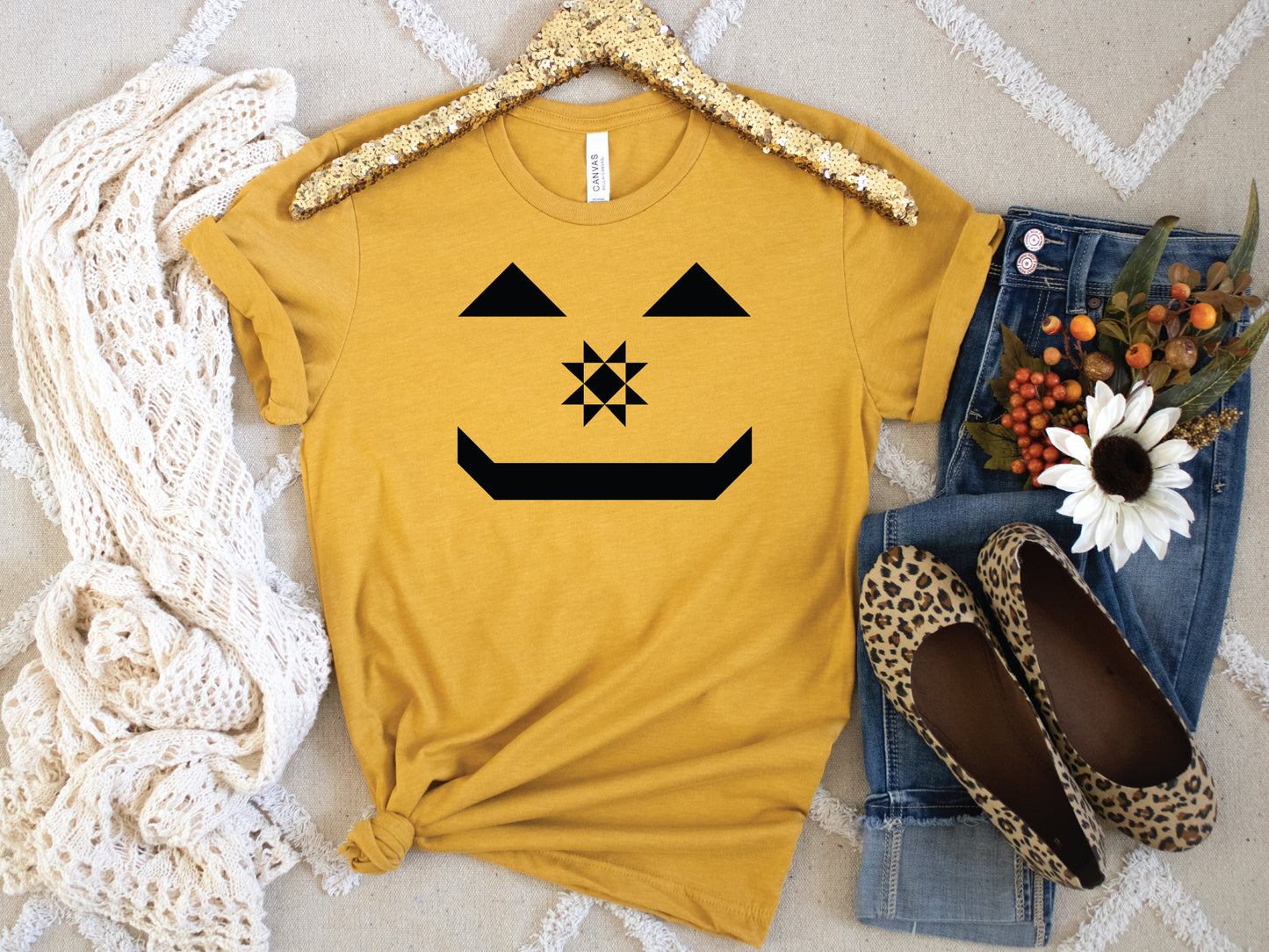 Jack-O-Lantern Quilt Block T-Shirt