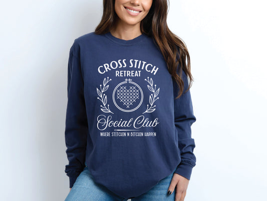 Cross Stitch Retreat Social Club Long Sleeved T-Shirt