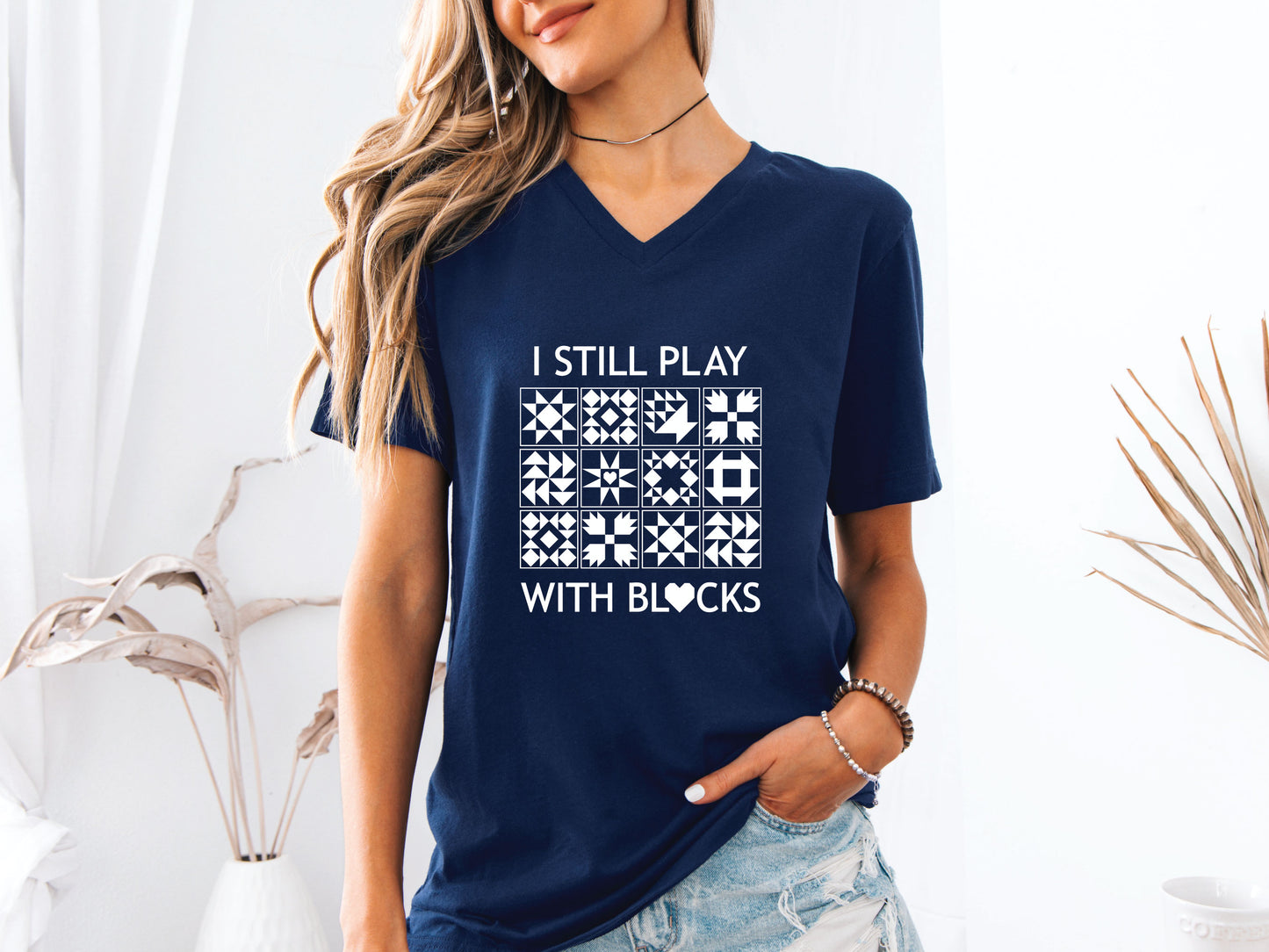 I Still Play With Blocks V-Neck T-Shirt