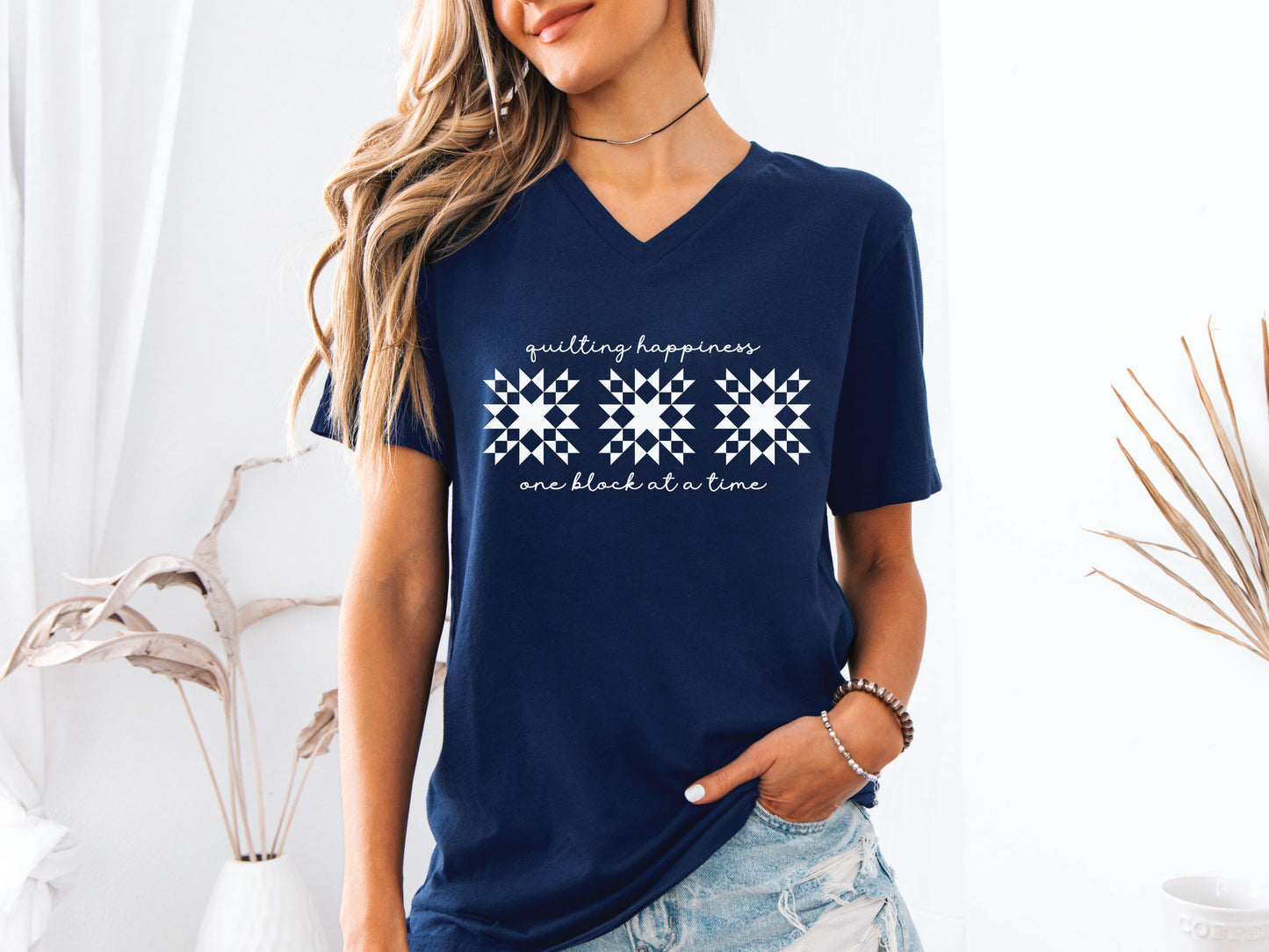 Quilting Happiness V-Neck T-Shirt