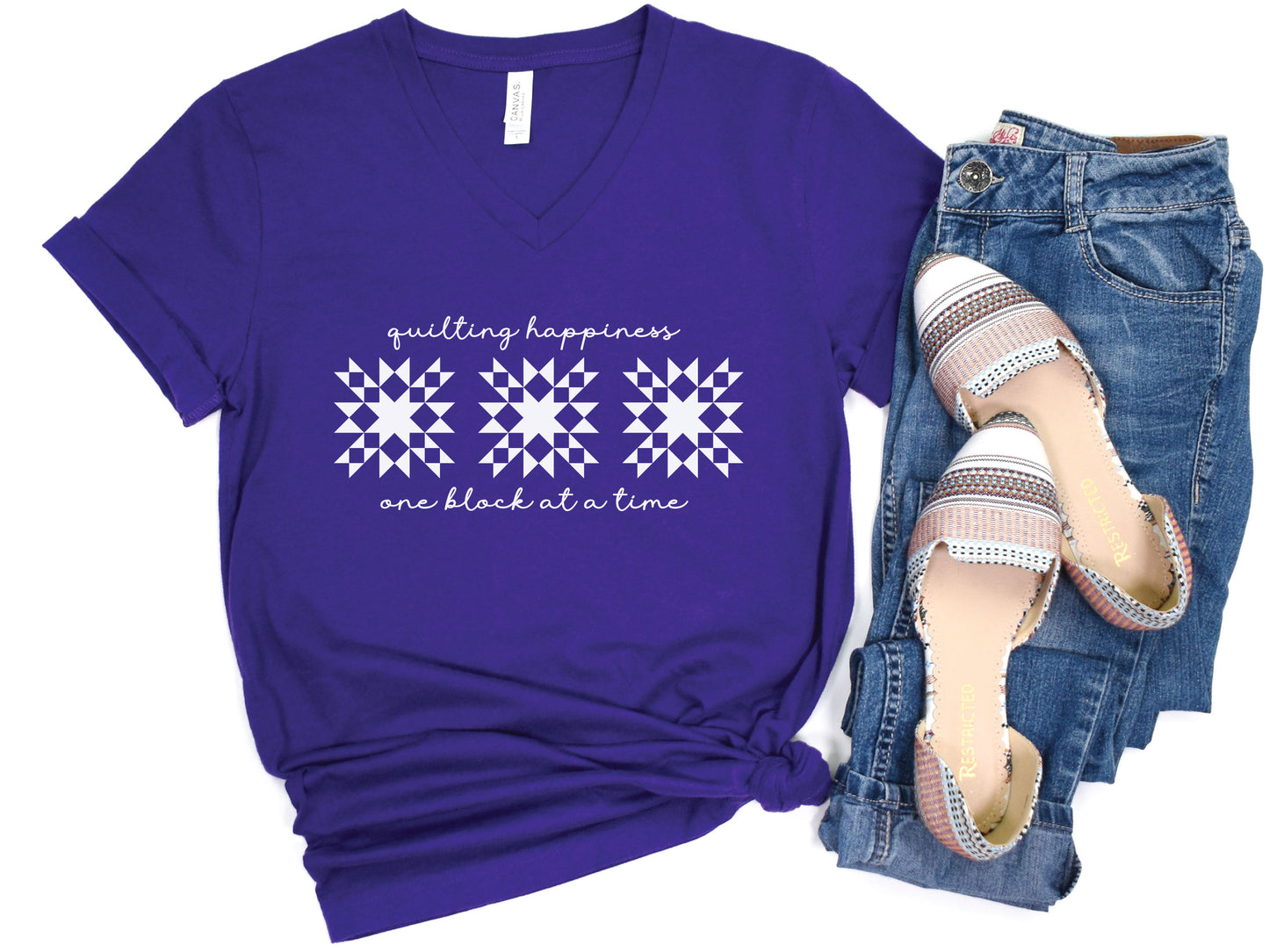 Quilting Happiness V-Neck T-Shirt
