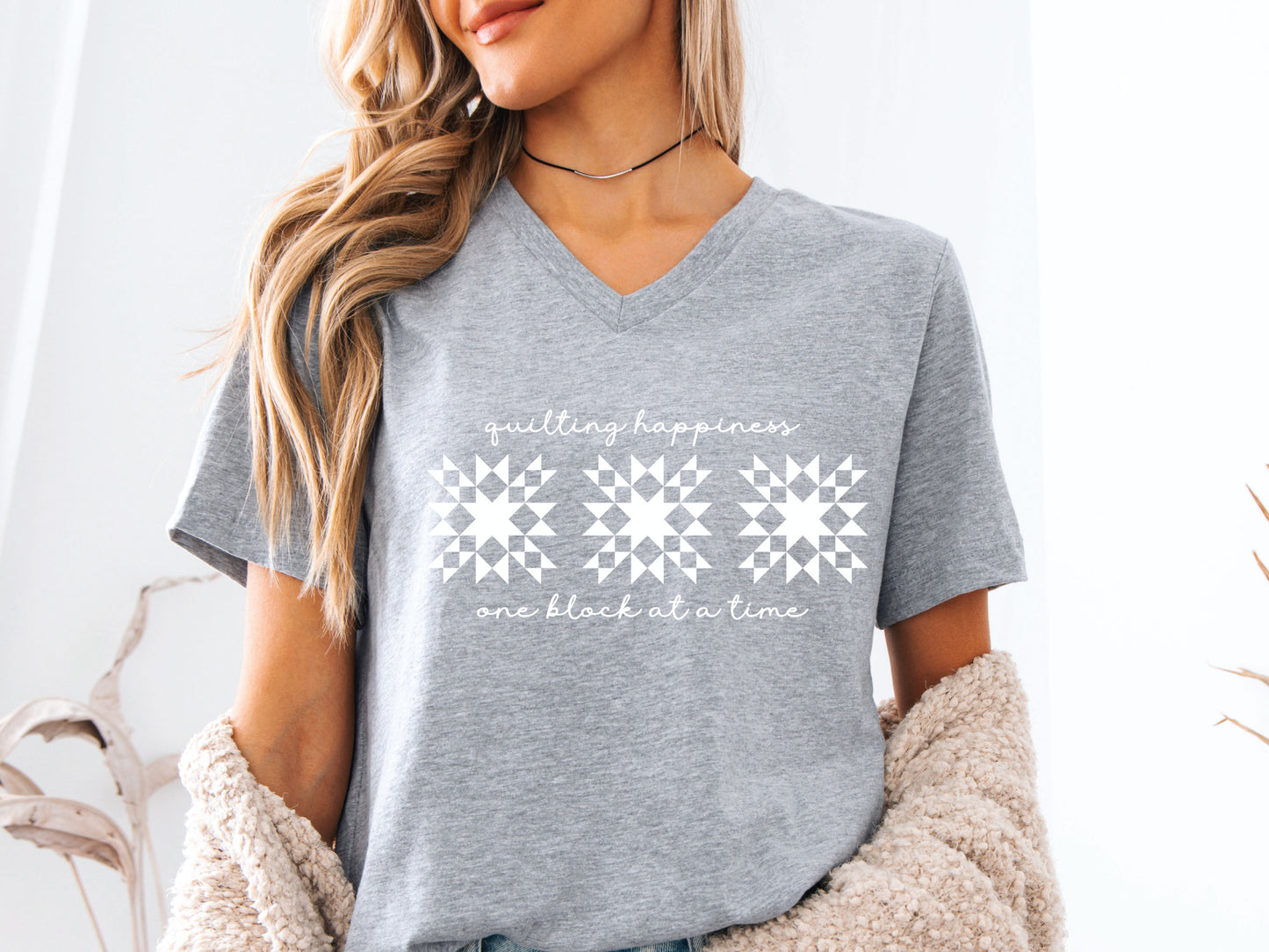 Quilting Happiness V-Neck T-Shirt