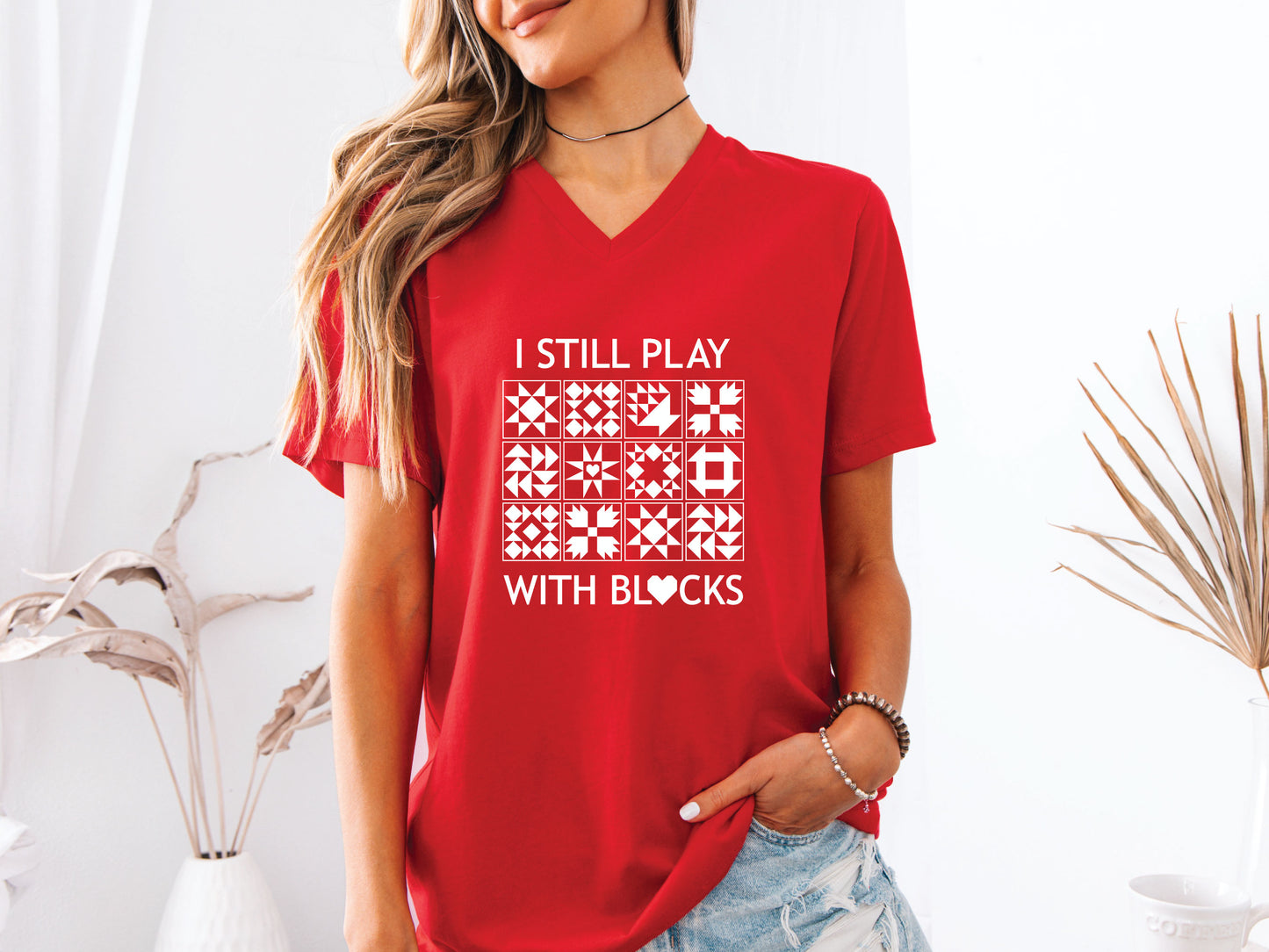 I Still Play With Blocks V-Neck T-Shirt