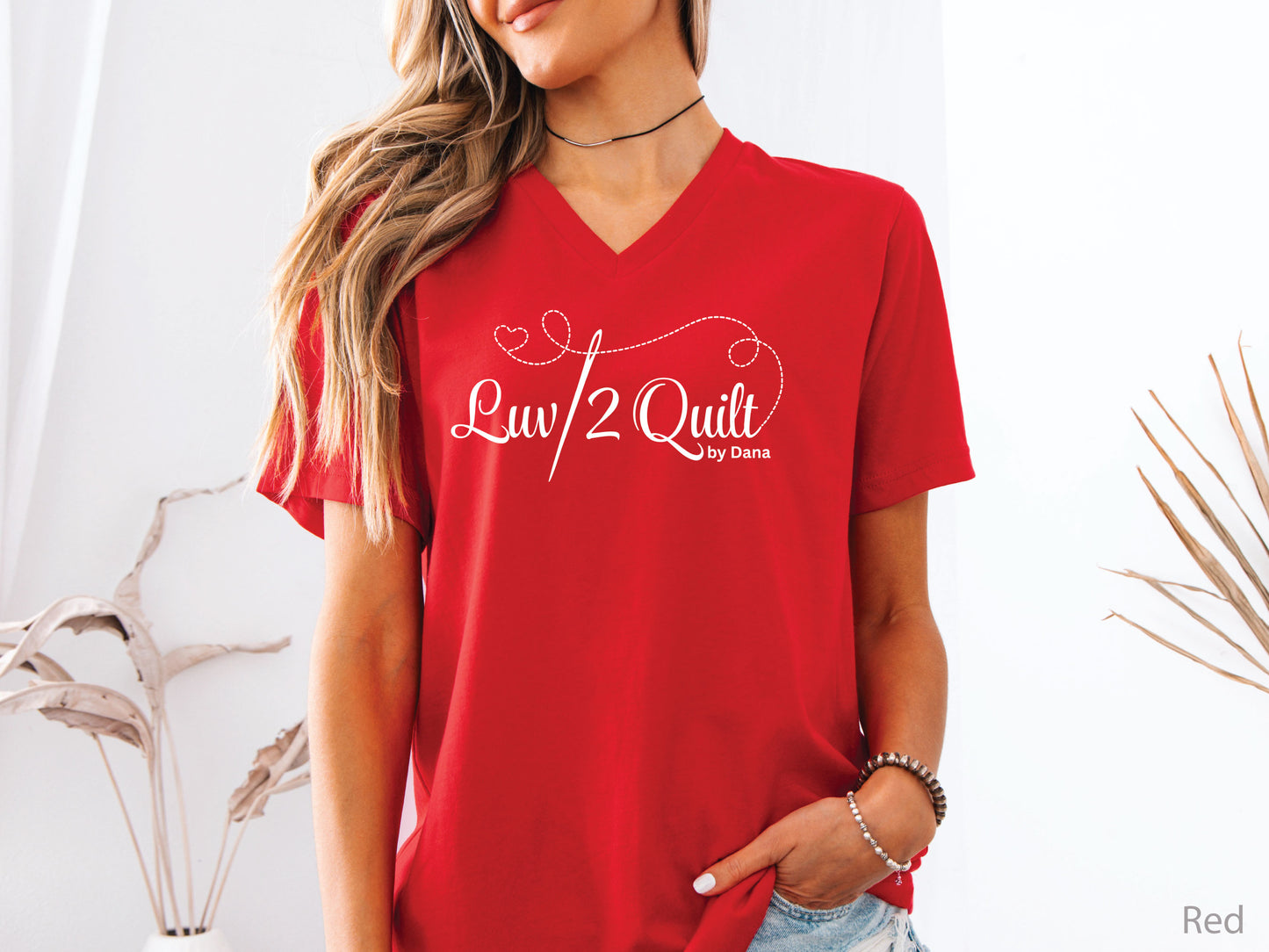 Luv2Quilt V-Neck Logo T-Shirt