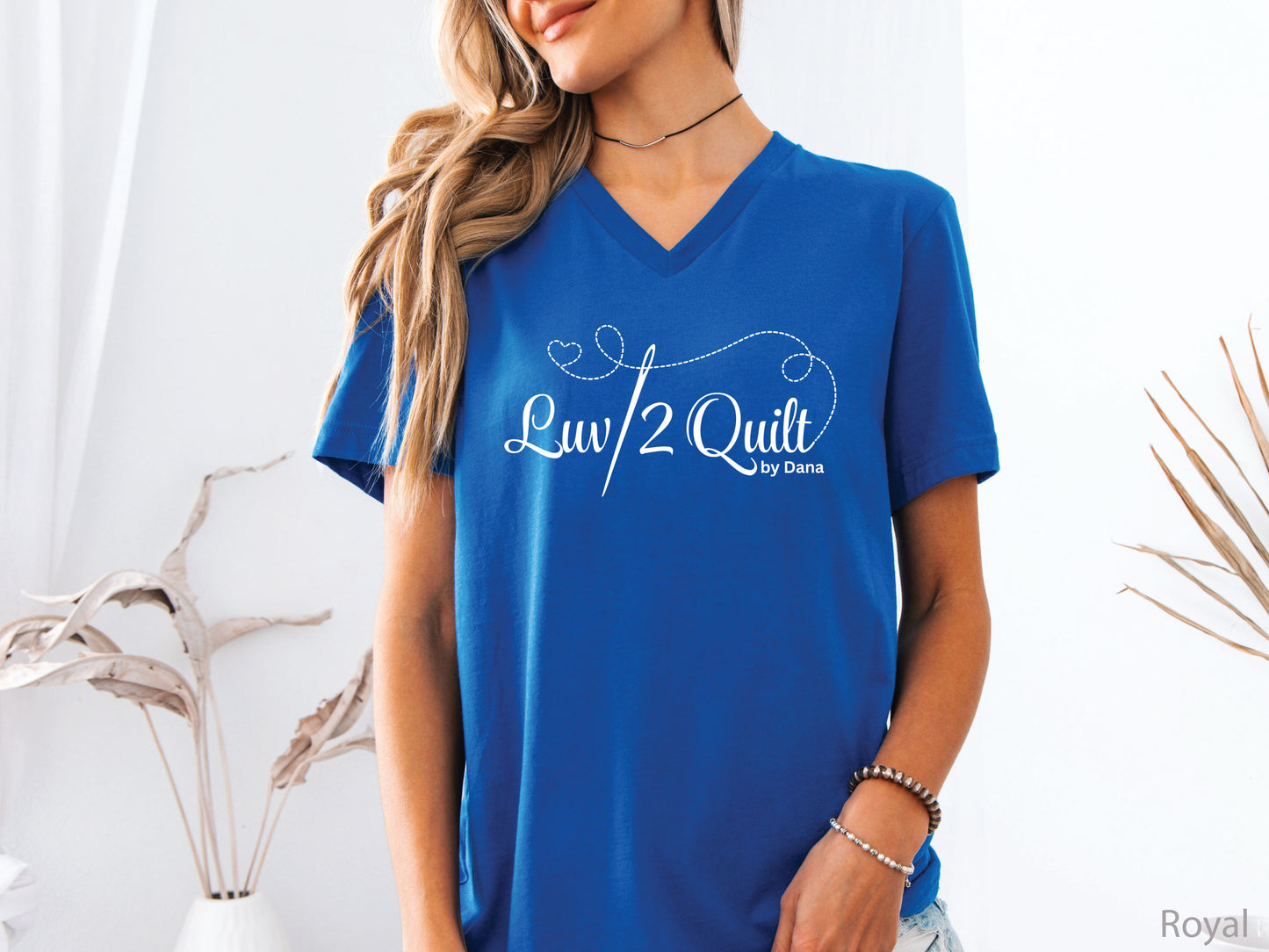 Luv2Quilt V-Neck Logo T-Shirt