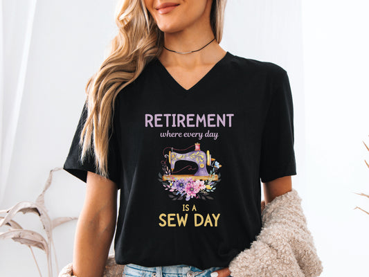 Retirement Sew Day V-Neck T-Shirt